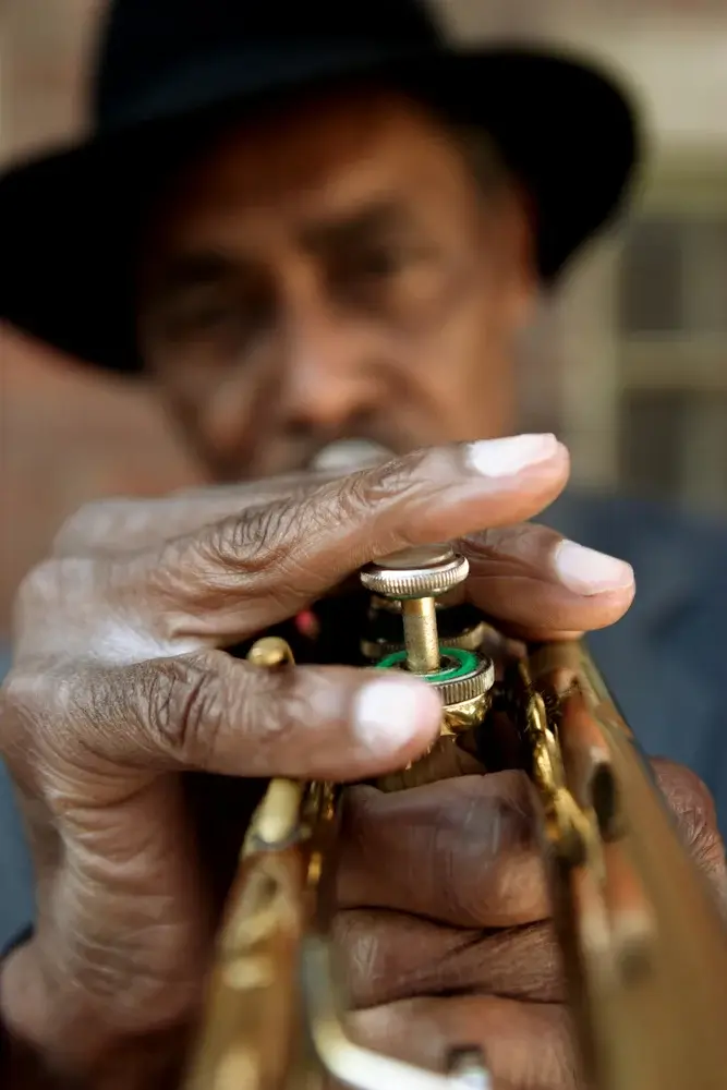 New Orleans French Quarter. Man Playing Jazz. Trumpet, Deep South Road Trip