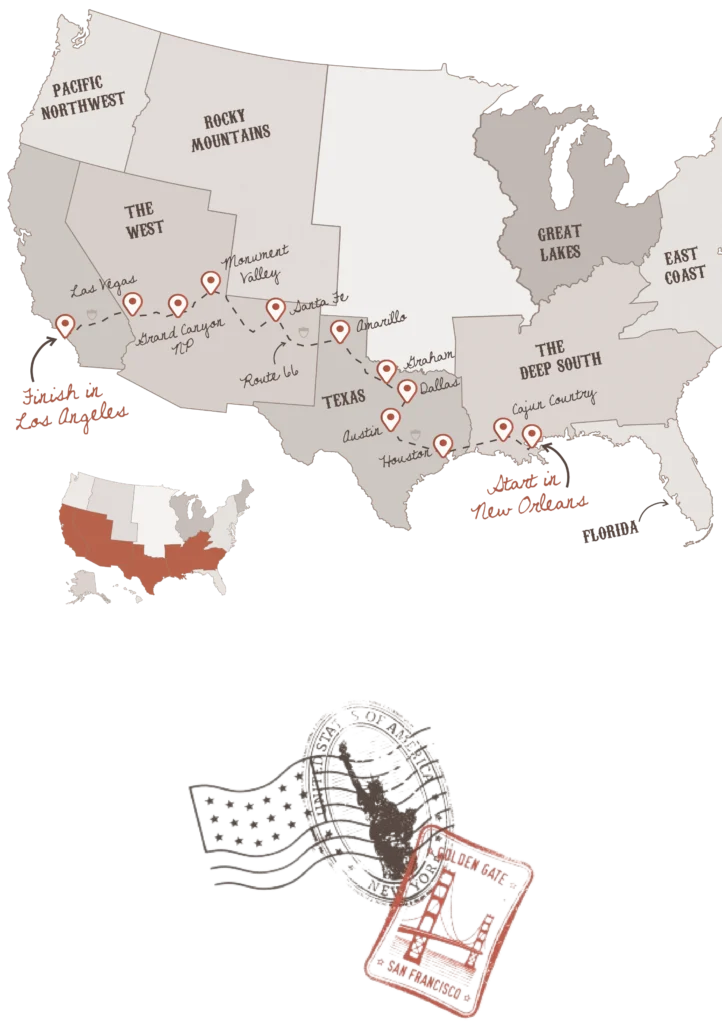 New Orleans to Los Angeles road trip itinerary
