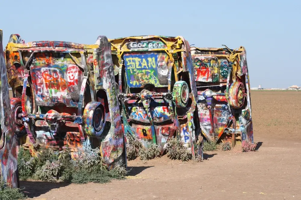 Cars at Cadillac Ranch at Amarillo, Texas, USA