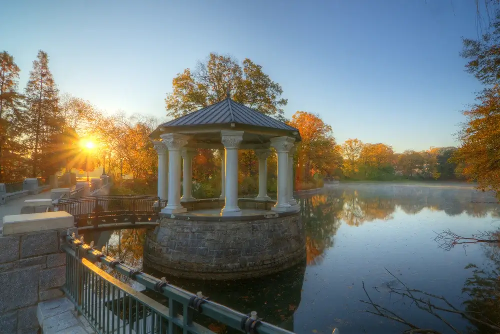 Atlanta, Georgia, USA - Pavilion at lake Meer in Piedmont Park