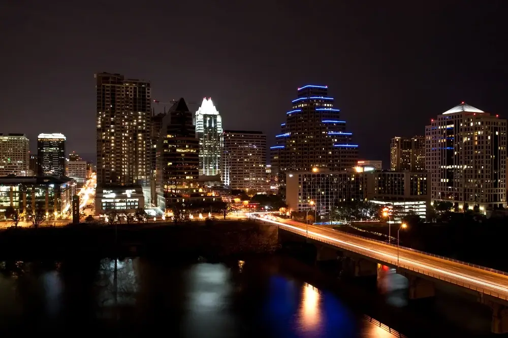 Austin Skyline at Night, Texas Road trip USA