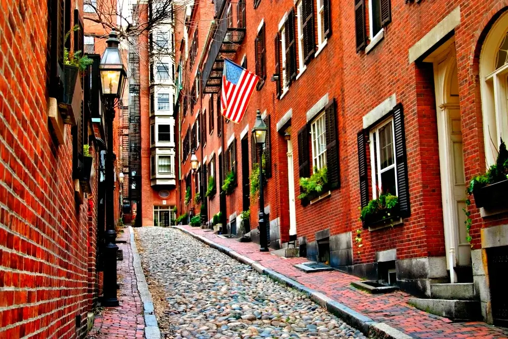 Acorn Street, Beacon Hill, Boston, Massachusetts, New England in Autumn