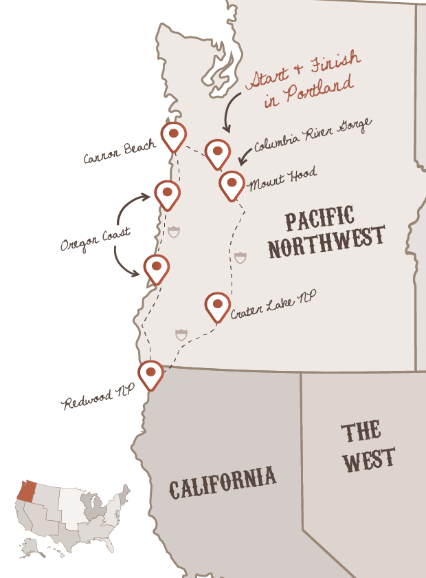 Discover Oregon route with The American Road Trip Company