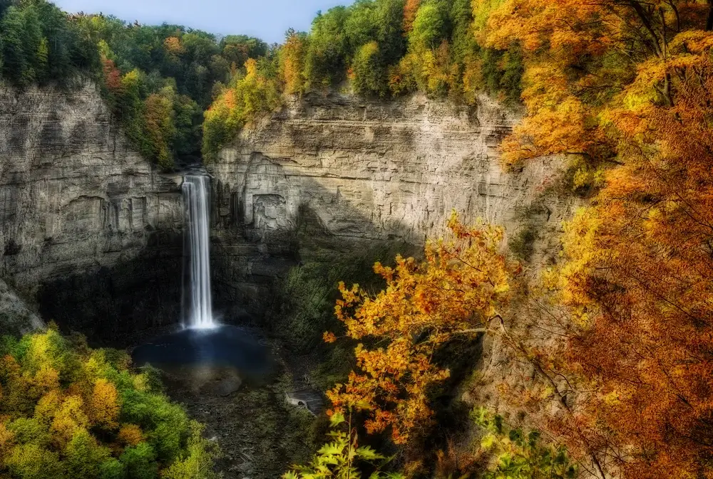 Finger Lakes NY - Taughannock Falls in autumn