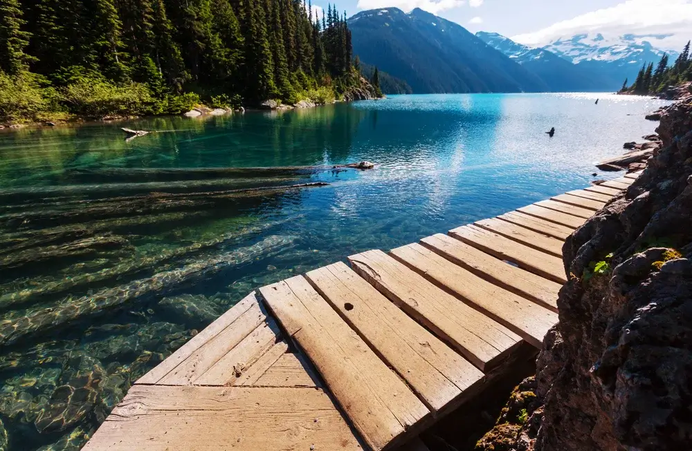 Garibaldi Lake near Whistler, BC, Canada - Turquoise waters and boardwalk