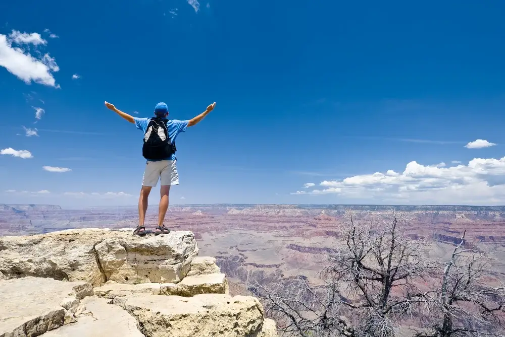 Grand Canyon, Arizona trip, USA - Tourist hiking the Grand Canyon on a Southwest USA Holiday