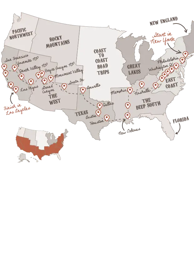 Grand Tour America route with The American Road Trip Company
