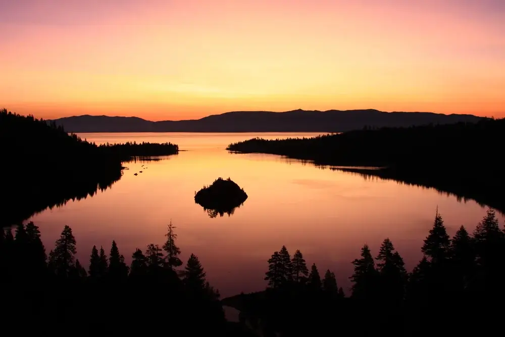 Emerald Bay after sunset, South Lake Tahoe, California, USA