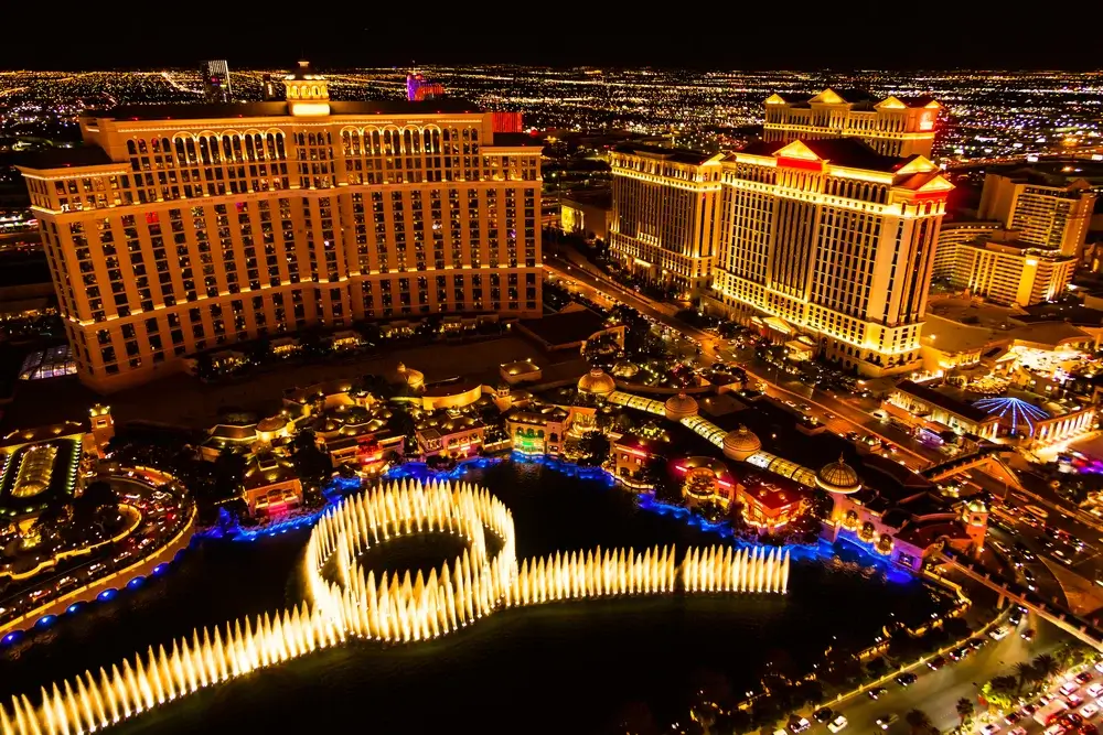 Las Vegas strip views of the Bellagio Fountains