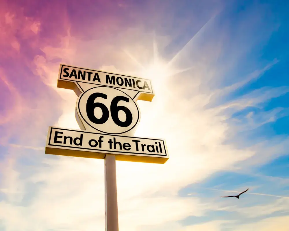 Los Angeles. Santa Monica, California, USA Route 66 Sign