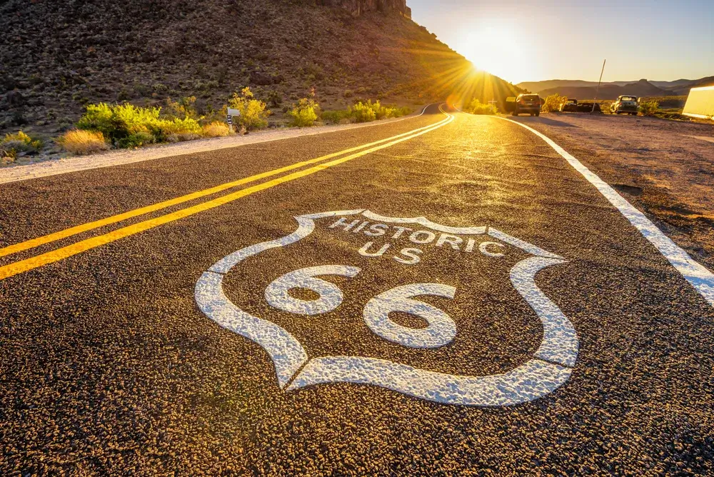 Route 66 road at Sunset