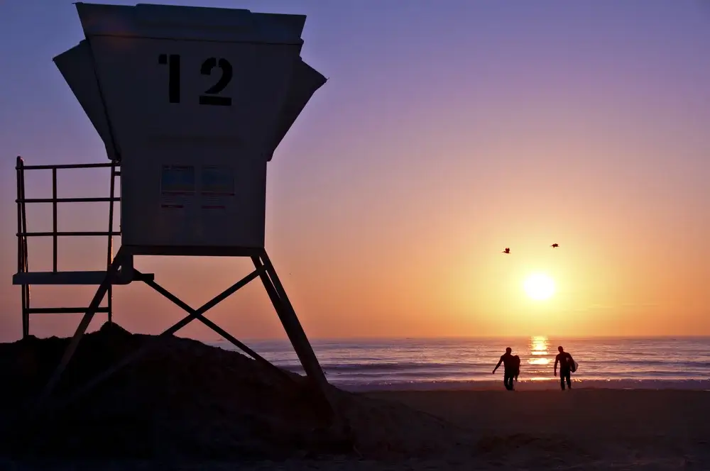 Sunset on the beach in San Diego, California, USA
