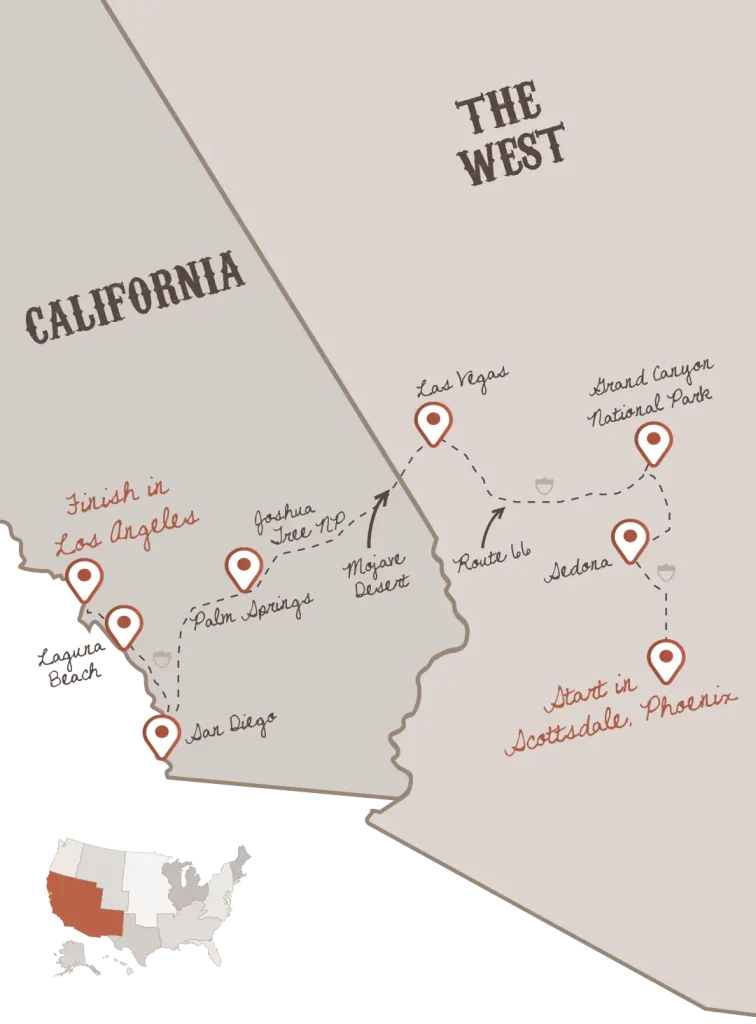 Southwest Explorer route with The American Road Trip Company