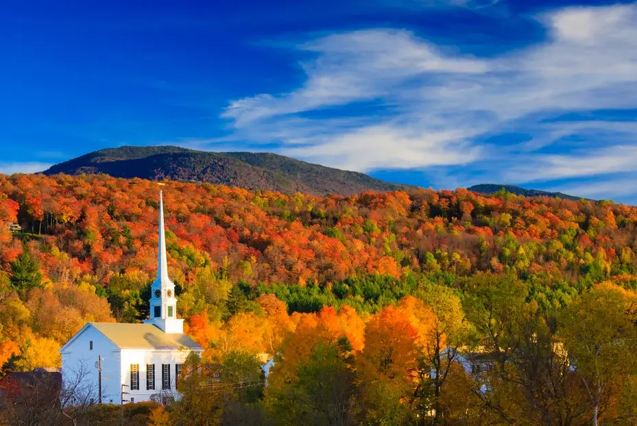 Stowe, Vermont - Church in Autumn