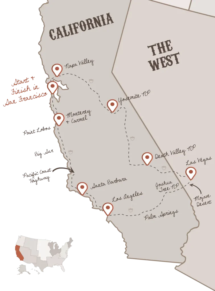 The Golden Triangle route with The American Road Trip Company
