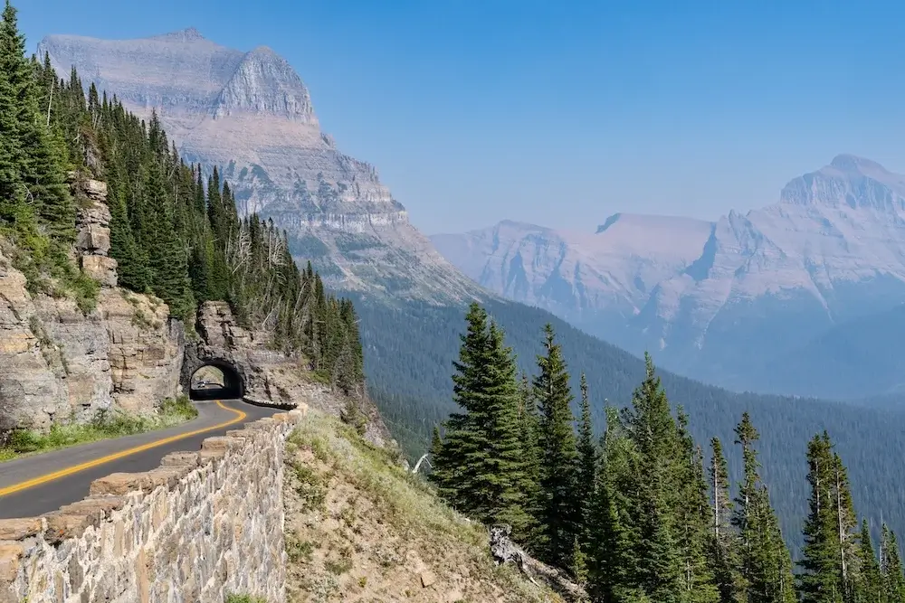 Tunnel along Going to the Sun Road in Glacier National Park