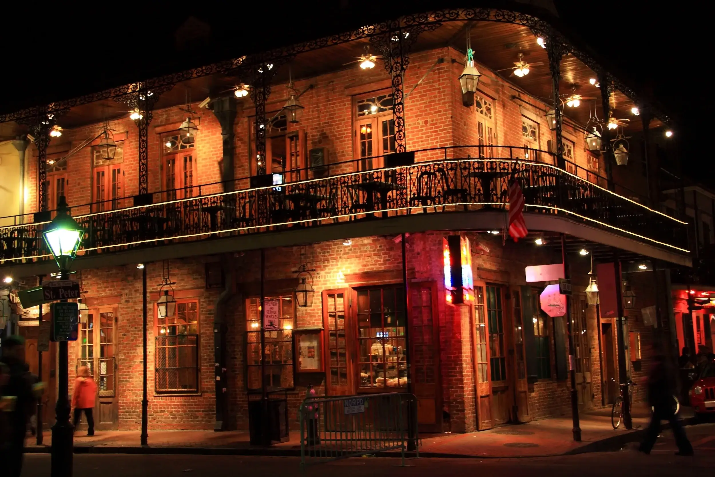 Bourbon Streets at night in the French Quarter of New Orleans, LA