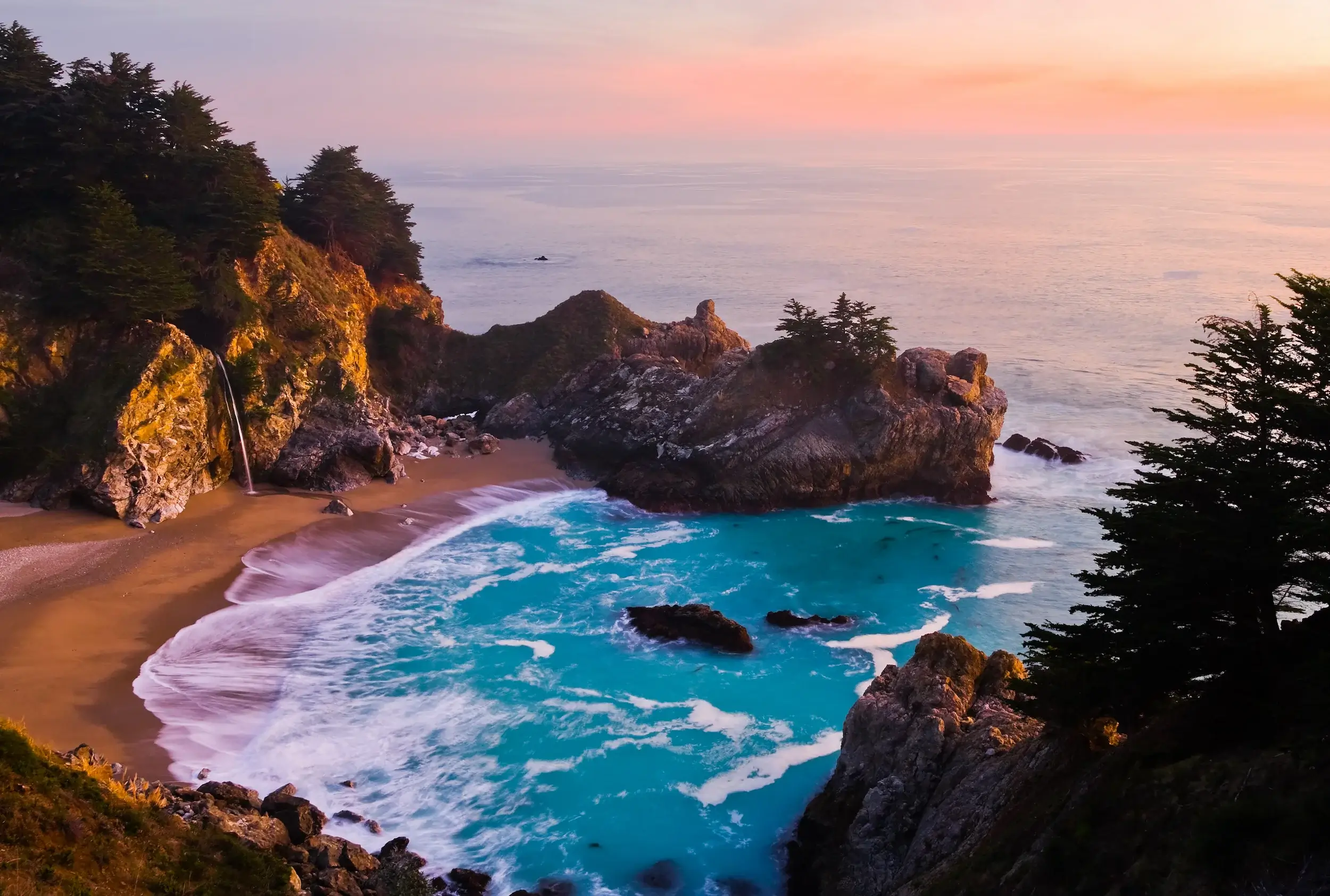 McWay Falls at Big Sur at sunset, California