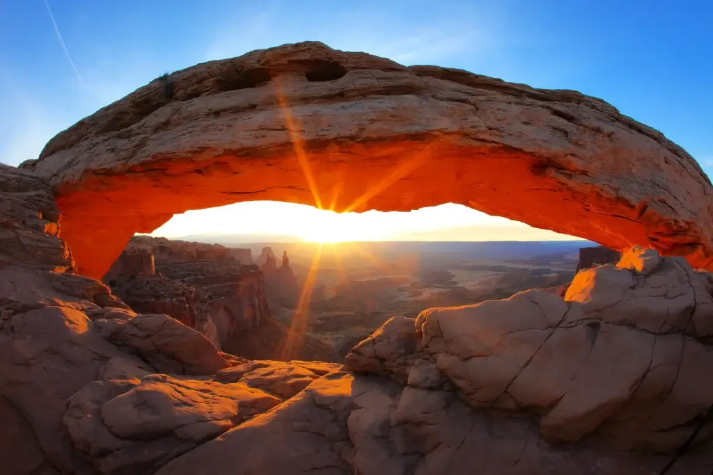 Sunrise at Mesa Arch in Canyonlands National Park near Moab, Utah, USA. Utah's National Parks