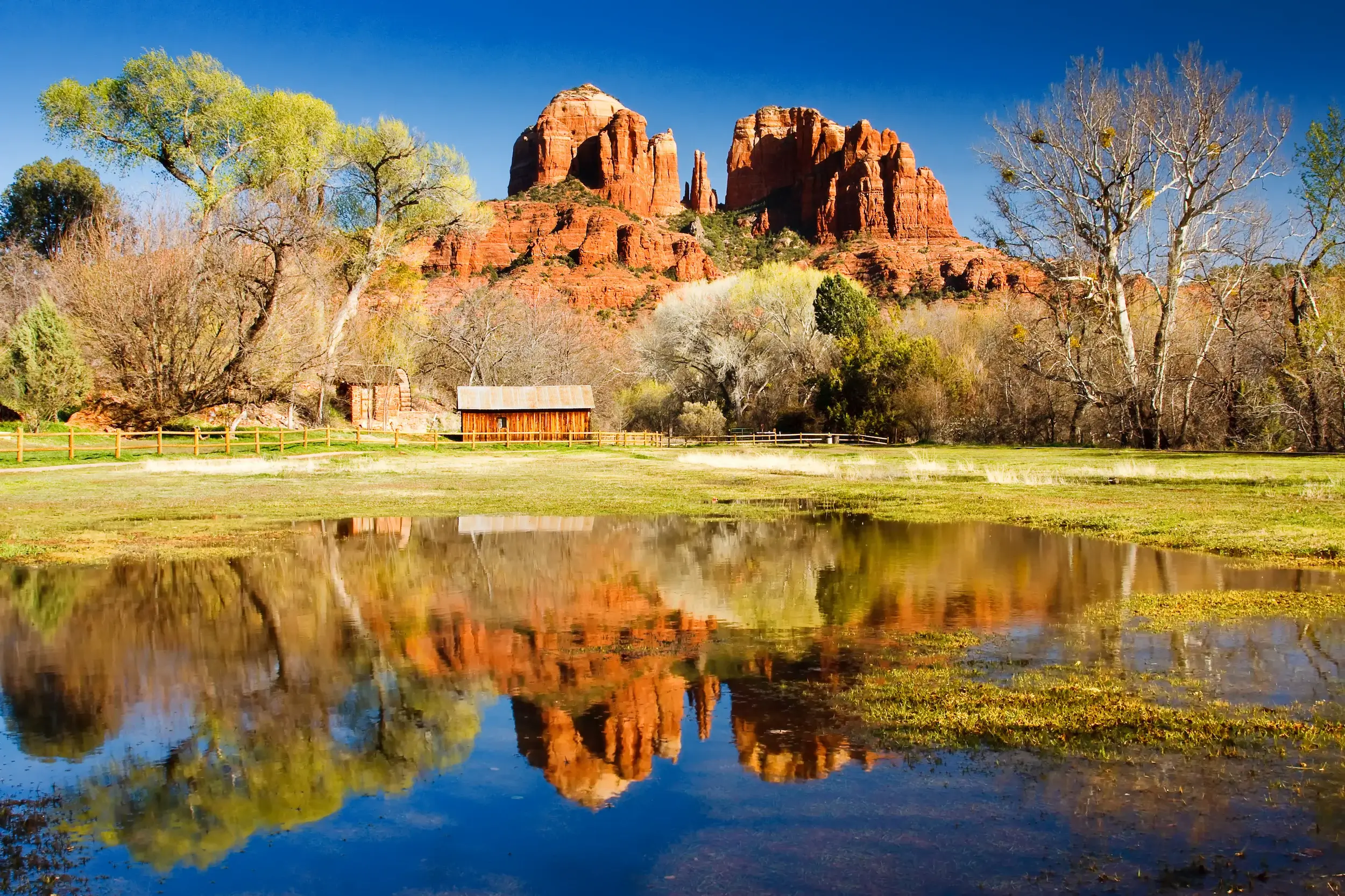 The view of Cathedral Rock in Sedona, Arizona