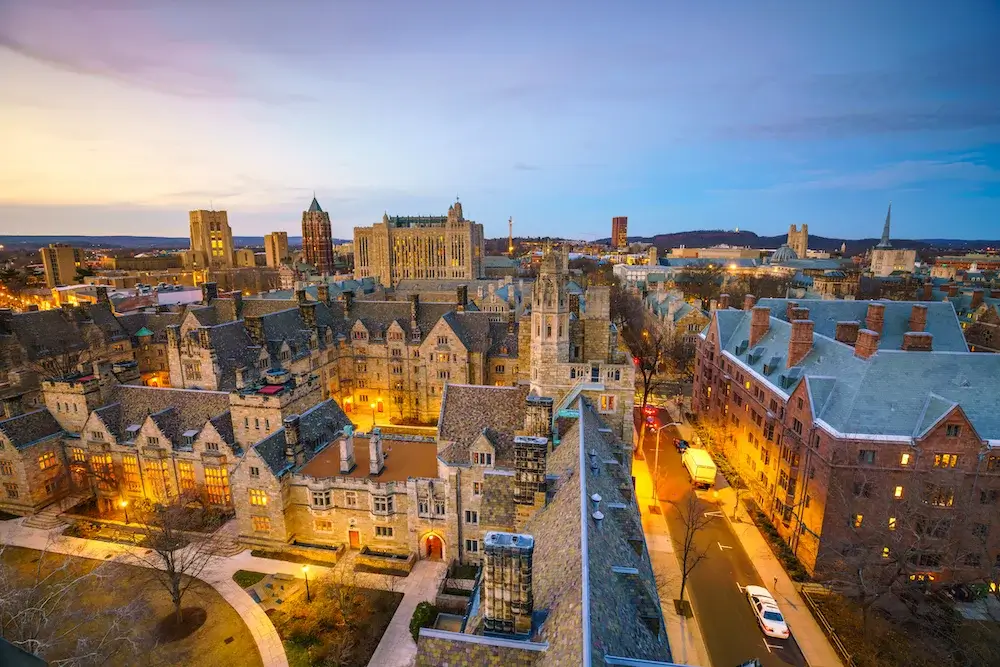 Yale university campus in downtown New Haven CT