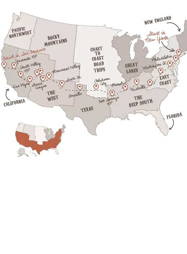 Trans America route with The American Road Trip Company